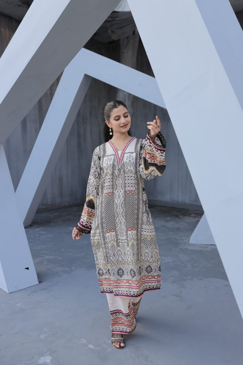 Ash Gary Digital 2 Pcs Coord Set