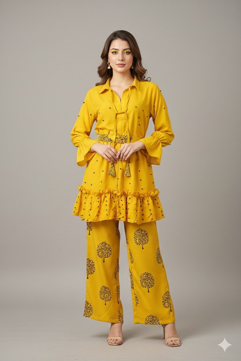 👗 Moti Charm — Western Top & Plazo Set 👗